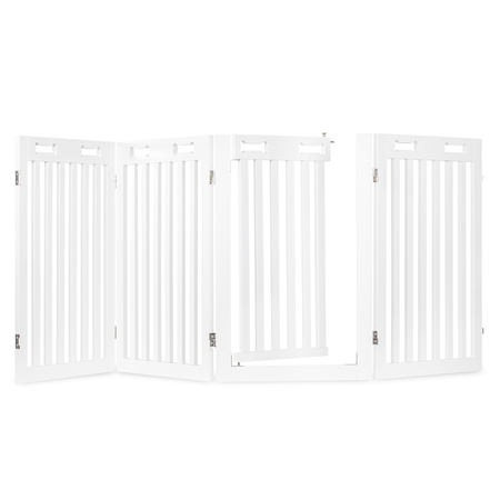 ARF PETS Freestanding Dog Gate with Walk Through Door, 4 Pannel, Expands Up to 80" Wide, 31.5" High APDGWD4PWH